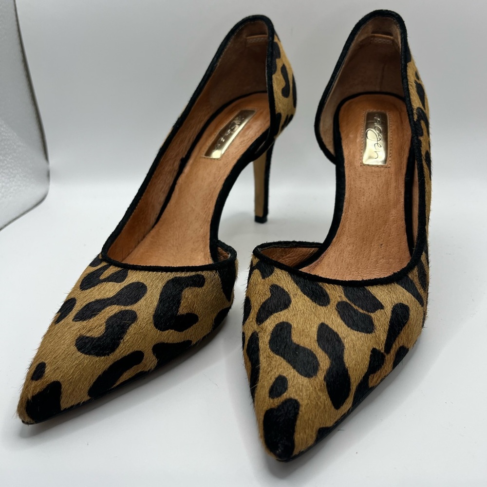 Halogen Marlie D'Orsay  Calf Hair Pointy Toe Pumps Leopard Animal Print  SZ. 6M